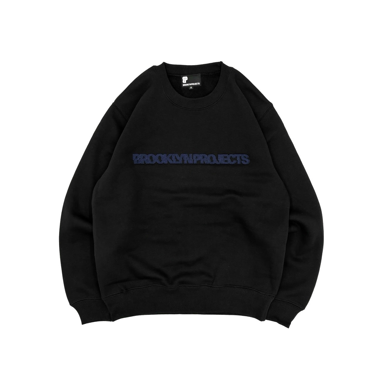 BP EMBROIDERD SLICE LOGO CREW SWEAT BLACK /DK NAVY